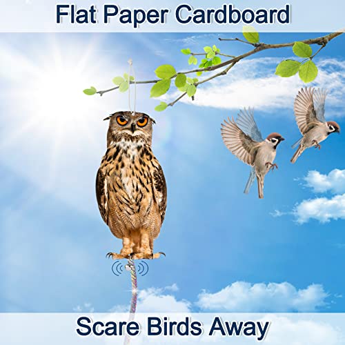 Fake Owls to Keep Birds Away, Bird Scare Device, Bird Scarer, Cardboard Hanging Reflectors, Flat Paper Garden Owls Scare Pigeons Woodpeckers Rodent Goose Away from Porch Patio Garage Tree Pool 4PCS