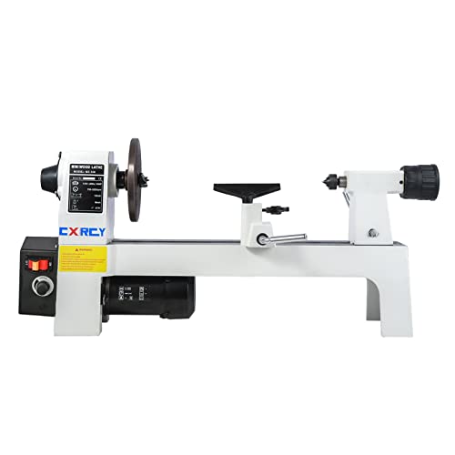 CXRCY 8" x 12" Wood Lathe, Mini Benchtop Wood Lathe Machine1/3 HP Infinitely Variable Speed 750-3200 RPM with 3 Chisels for Woodworking, Woodturning