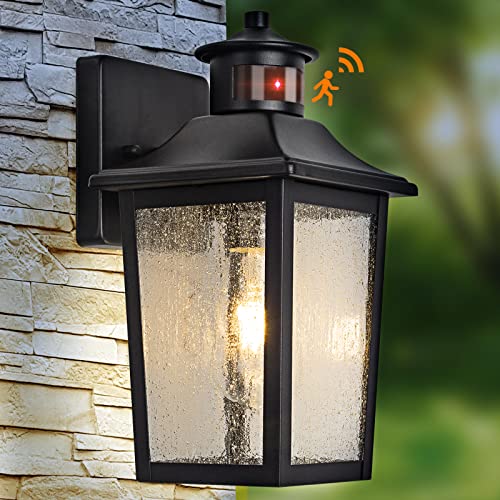 FILIYANO Motion Sensor Outdoor Wall Light - Black Dusk to Dawn Outdoor Lighting, LED Waterproof Exterior Light Fixture, Modern Porch Light Outside Wall Mount for House Patio Garage Garage, Anti-Rust