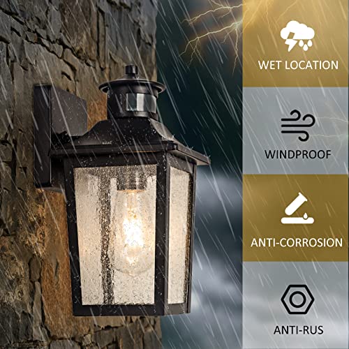 FILIYANO Motion Sensor Outdoor Wall Light - Black Dusk to Dawn Outdoor Lighting, LED Waterproof Exterior Light Fixture, Modern Porch Light Outside Wall Mount for House Patio Garage Garage, Anti-Rust