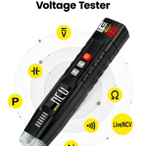 KAIWEETS Voltage Tester/12V-300V, Buzzer Alarm, Live/Null Wire Tester Electrical Tester with LCD Display, Contact Voltage Pen with NCV, Wire Breakpoint Finder (More Accurate No Gloves)