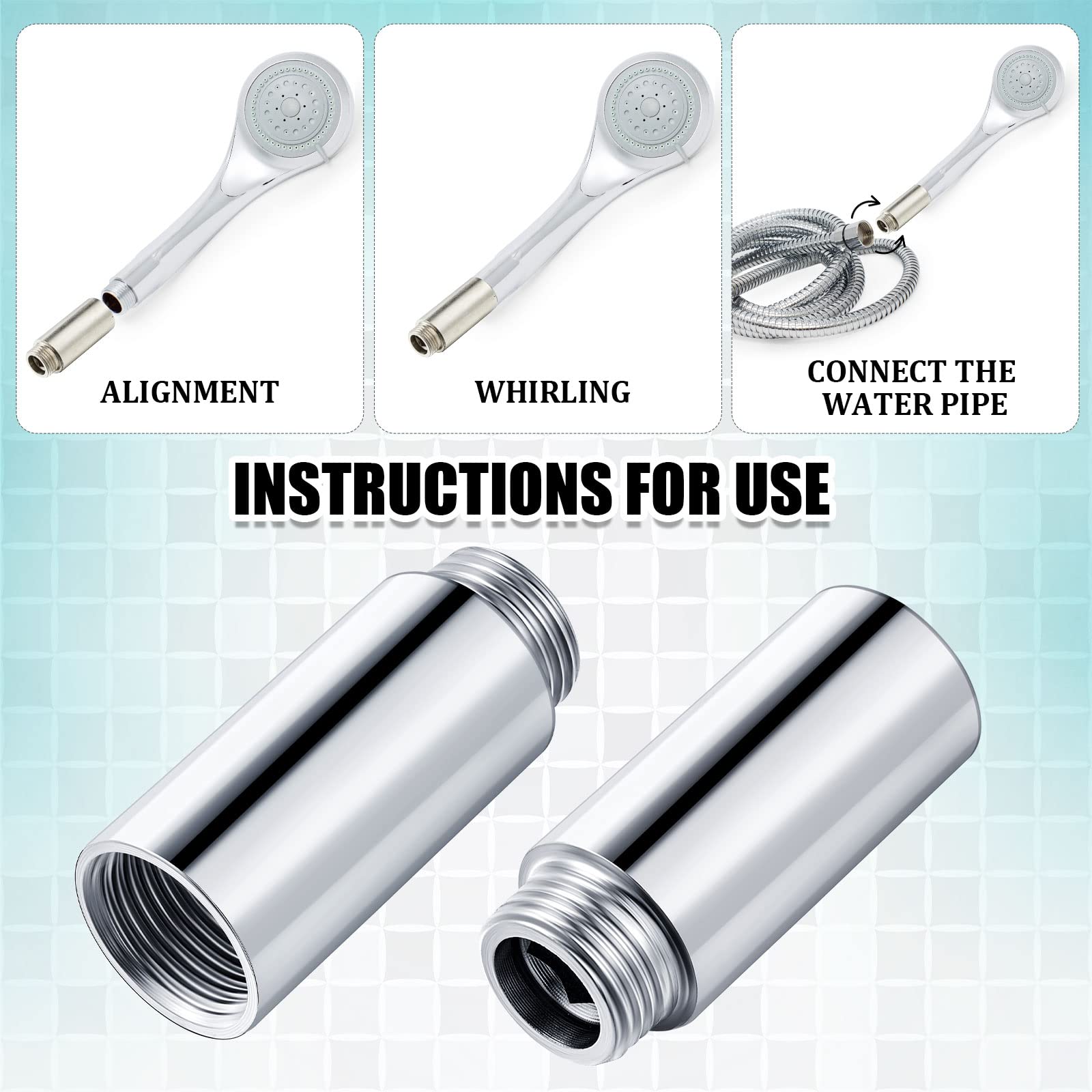 2 Pcs Shower Head Extension Arm Stainless Steel Shower Head Extender Shower Pipe Extension 1/2PT Male to 1/2PT Female Thread Cast Pipe Fitting Coupler Shower Head Adapter (2 Inch)