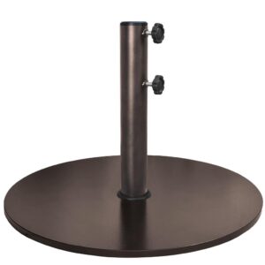 eliteshade usa up to 140 lbs round umbrella base steel plate stand market patio outdoor heavy duty umbrella holder, bonus 18" round weight sand bag (sand is not included), reddish-brown