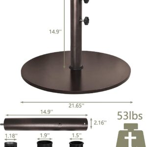 EliteShade USA Up to 140 lbs Round Umbrella Base Steel Plate Stand Market Patio Outdoor Heavy Duty Umbrella Holder, Bonus 18" Round Weight Sand Bag (Sand is not Included), Reddish-Brown