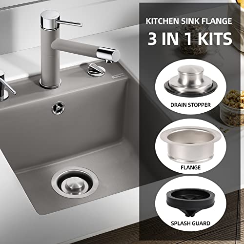 Garbage Disposal Flange Stopper Collar Sink Baffle Kit, Fit Universal 3-1/2 Inch Standard Sink Drain Hole，Kitchen Sink Flange Stopper Replacement Accessories,Stainless Steel(Black)