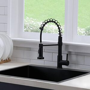 SHACO Matte Black Kitchen Faucet with Pull Down Sprayer, Modern Stainless Steel Single Handle Spring Kitchen Faucets for Farmhouse Outdoor RV Camper Laundry Prep Wet Bar Sink 1 Hole