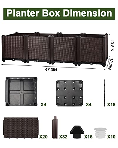 OMMO Deepened Raised Garden Beds Outdoor 4 Set, Plastic Planter Box Large Garden Bed Planter Pots for Patio Yard Balcony Deck Growing Plants, Vegetable, Fruits and Herbs (Install by Yourself Needed)