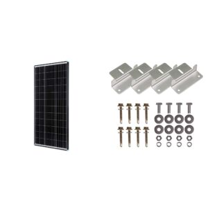 renogy 100w solar panel 12 volt monocrystalline sleek, black frame & solar panel mounting z brackets lightweight aluminum corrosion-free construction