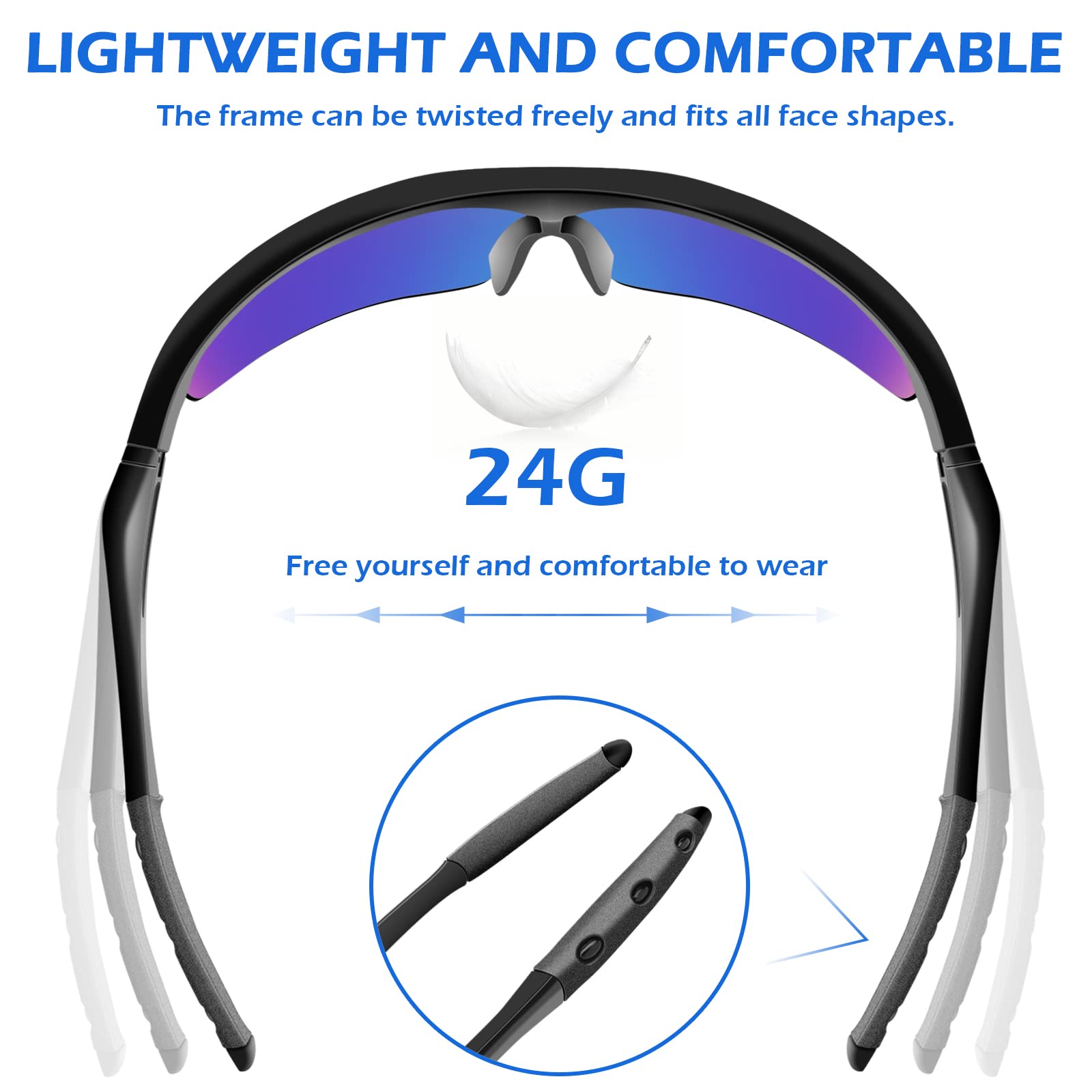 OXG 6 Pack Safety Glasses for Men Women, ANSI Z87.1 UV Protection Impact Resistant Protective Eyewear for Sport, Construction, Fishing, Driving (Multicolor Lens, Black Frame)