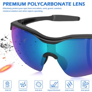 OXG 6 Pack Safety Glasses for Men Women, ANSI Z87.1 UV Protection Impact Resistant Protective Eyewear for Sport, Construction, Fishing, Driving (Multicolor Lens, Black Frame)