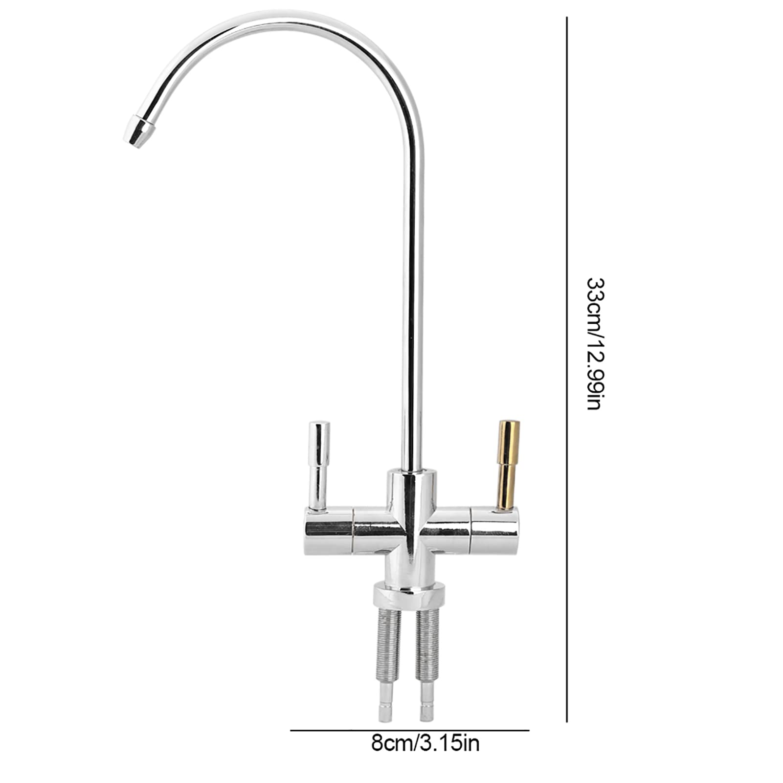 HOT Cold Double Holes Faucet Tap,plplaaoo Drinking Water Faucet,1/4inch Double Holes Sink Faucet Tap Chrome Reverse Osmosis RO Drinking Water Filter Fits All Under Counter Water Filter Systems.,
