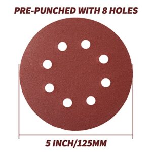 200PCS Sanding Discs Set, 5 Inch Hook and Loop Sanding Discs, 5 Inch Orbital Sanding Discs Include 60/80/120/180/240/320/400 Assorted Grits Sandpaper, 5 Orbital Sander Discs for Random Orbital Sander