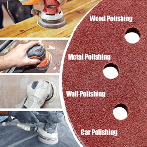 200PCS Sanding Discs Set, 5 Inch Hook and Loop Sanding Discs, 5 Inch Orbital Sanding Discs Include 60/80/120/180/240/320/400 Assorted Grits Sandpaper, 5 Orbital Sander Discs for Random Orbital Sander