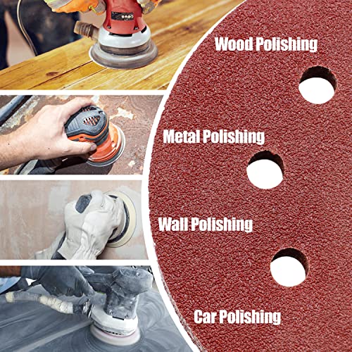 200PCS Sanding Discs Set, 5 Inch Hook and Loop Sanding Discs, 5 Inch Orbital Sanding Discs Include 60/80/120/180/240/320/400 Assorted Grits Sandpaper, 5 Orbital Sander Discs for Random Orbital Sander