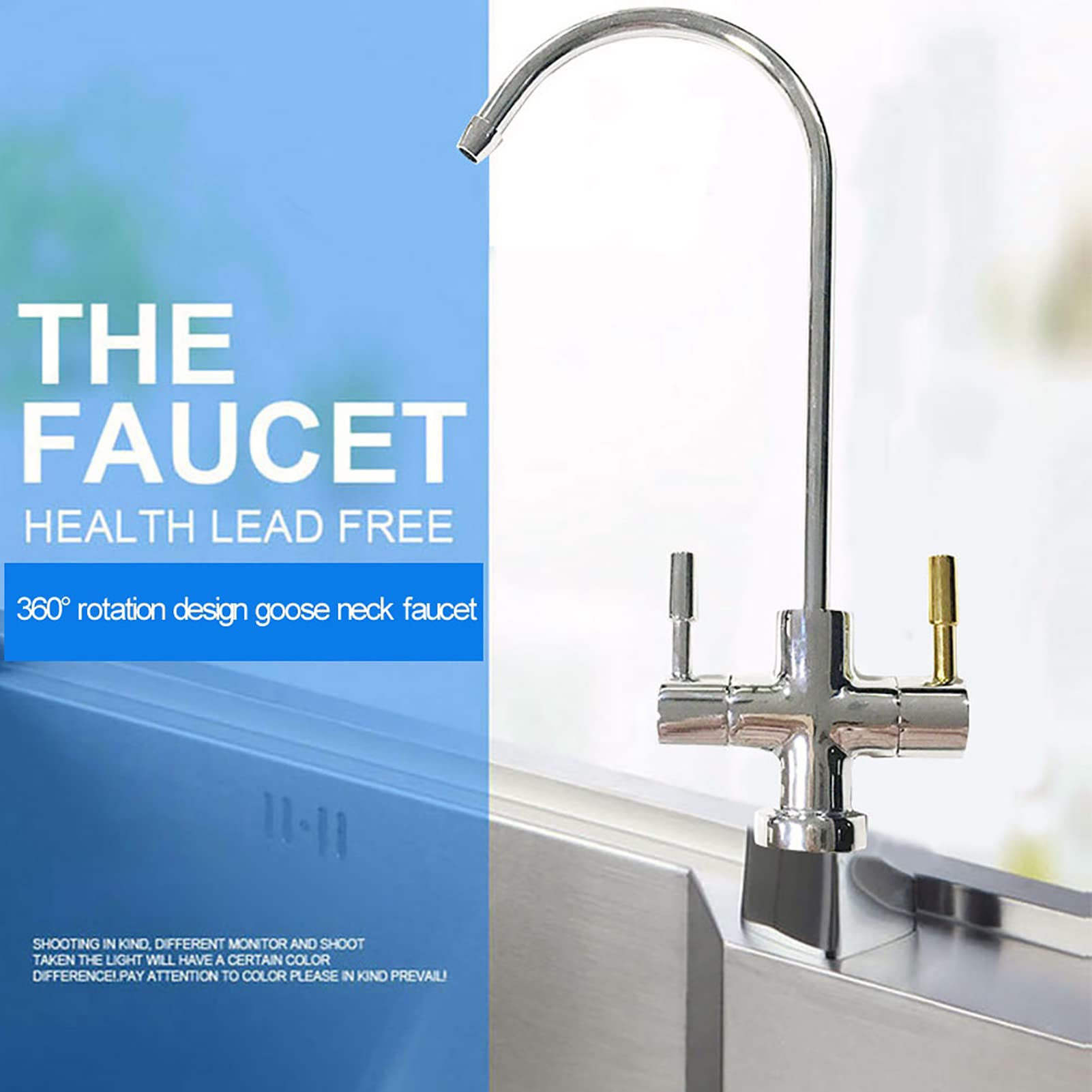 HOT Cold Double Holes Faucet Tap,plplaaoo Drinking Water Faucet,1/4inch Double Holes Sink Faucet Tap Chrome Reverse Osmosis RO Drinking Water Filter Fits All Under Counter Water Filter Systems.,