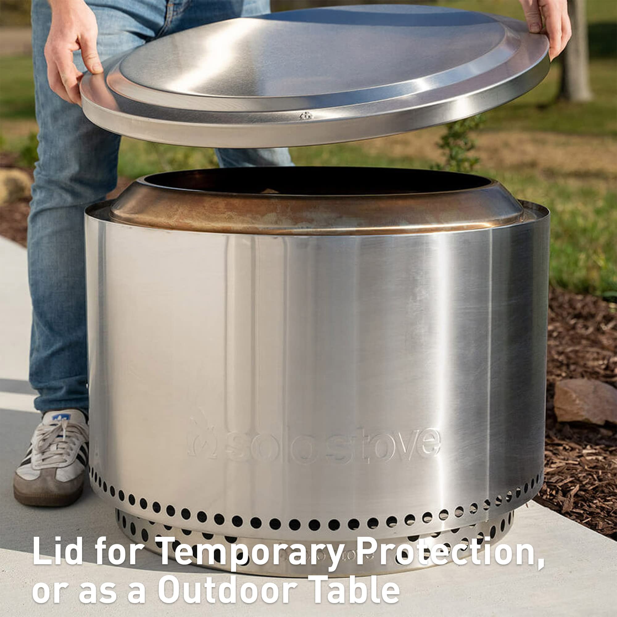 Solo Stove Yukon Essential Bundle | Portable Smokeless Fire Pit Stainless Steel for Wood Burning, Incl. Yukon Fire Pit, Lid and Stand, Diameter: 27in, Height: 19.8in, Weight: 40.35lbs