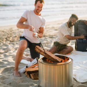 Solo Stove Bonfire Ultimate Bundle 2.0 | Smokeless Fire Pit, Stand, Shelter, Shield, Lid, Handle, Sticks&Tools, Portable Camping Accessories, Wood Burning, Stainless Steel, H: 16.75in x Dia: 19.5in