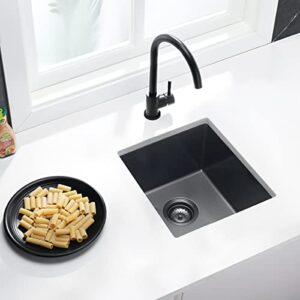 melanstar stainless steel single bowl wet bar sinks drop-in small kitchen prep sink with sink strainer waste basket and bottom grid, 15" x 17" x 9", black