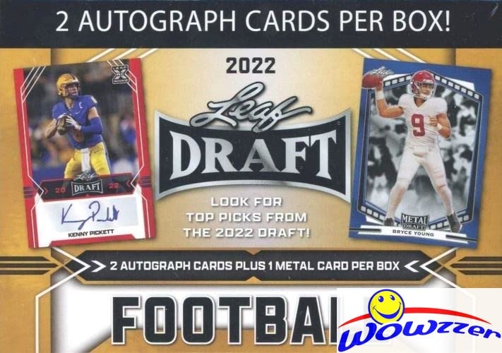 2022 Leaf Draft Football GOLD EXCLUSIVE Factory Sealed Blaster Box with (2) AUTOGRAPHS & 1 METAL ROOKIE Card! Look for Autos of Kenny Pickett, Malik Willis, Bryce Young, Sam Howell & More! WOWZZER!