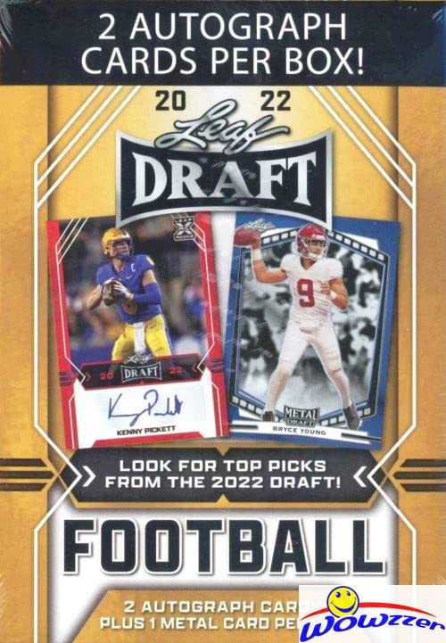 2022 Leaf Draft Football GOLD EXCLUSIVE Factory Sealed Blaster Box with (2) AUTOGRAPHS & 1 METAL ROOKIE Card! Look for Autos of Kenny Pickett, Malik Willis, Bryce Young, Sam Howell & More! WOWZZER!