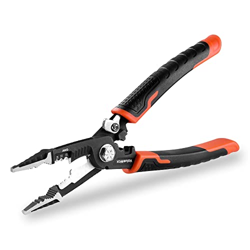 ValueMax 6-in-1 Wire Stripper, 8.5" Wire Stripper and Crimping Tool, CR-V Multifunctional Professional Wire Stripper Cutter for Electric Cable