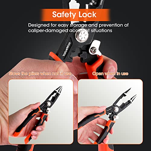 ValueMax 6-in-1 Wire Stripper, 8.5" Wire Stripper and Crimping Tool, CR-V Multifunctional Professional Wire Stripper Cutter for Electric Cable