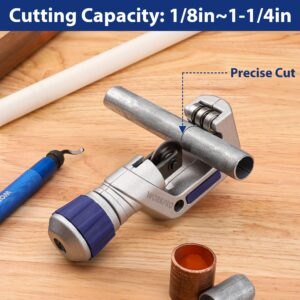 WORKPRO 3 Pieces Tubing Cutter Set - Pipe Cutter with 1/8”-1-1/4” Cutting Capacity, Mini Copper Pipe Cutter with Deburring Tool, Copper, Aluminum, Brass, and Plastic Tubing Cutter