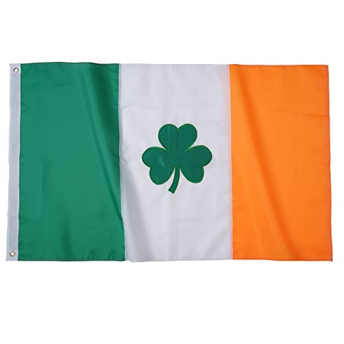 Bradford Irish Shamrock Flag 3x5 ft Outdoor, Embroidered Ireland St Patricks Irish Flags Heavy Duty, Double Sided Vivid Color 210D Flag of Irish Polyester with 2 Brass Grommets for Saint Patricks Day House Outside Inside Decoration