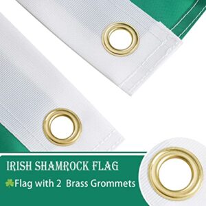 Bradford Irish Shamrock Flag 3x5 ft Outdoor, Embroidered Ireland St Patricks Irish Flags Heavy Duty, Double Sided Vivid Color 210D Flag of Irish Polyester with 2 Brass Grommets for Saint Patricks Day House Outside Inside Decoration