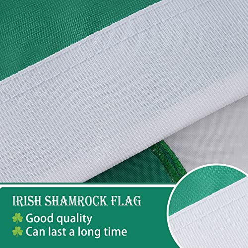 Bradford Irish Shamrock Flag 3x5 ft Outdoor, Embroidered Ireland St Patricks Irish Flags Heavy Duty, Double Sided Vivid Color 210D Flag of Irish Polyester with 2 Brass Grommets for Saint Patricks Day House Outside Inside Decoration