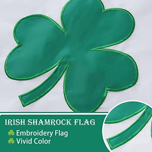 Bradford Irish Shamrock Flag 3x5 ft Outdoor, Embroidered Ireland St Patricks Irish Flags Heavy Duty, Double Sided Vivid Color 210D Flag of Irish Polyester with 2 Brass Grommets for Saint Patricks Day House Outside Inside Decoration