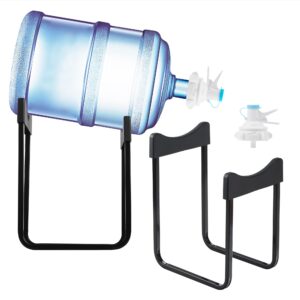 [4 pc set] 2pc water container stand & 2pc 55mm water valves - extra tall water gallon dispenser - water dispenser for 5 gallon bottle & 3 gallon water bottle - 3 gallon water jug stand