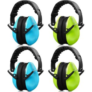 yunsailing 4 pack kids noise reduction headphones ear protection headphones ear muffs for noise reduction 26 db adjustable (blue,green)