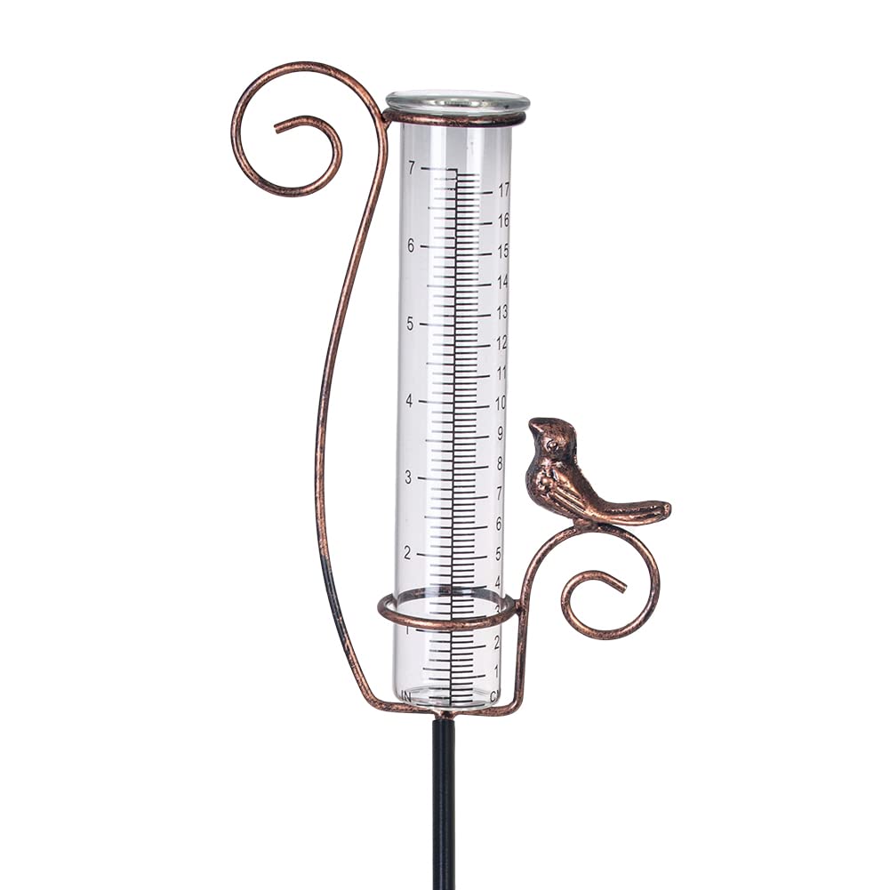 HOBYLUBY Rain Gauge Outdoor, 7 Inch Rain Gauges for Measuring Precipitation, Garden Yard Decor