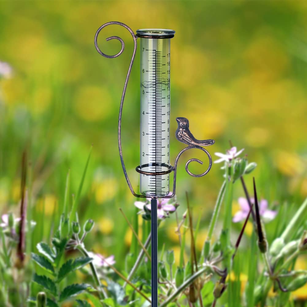 HOBYLUBY Rain Gauge Outdoor, 7 Inch Rain Gauges for Measuring Precipitation, Garden Yard Decor