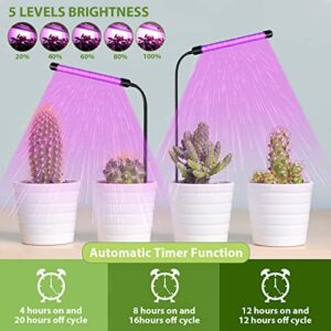 Juhefa Grow Light for Indoor Plants Growing, Red Blue Full Spectrum Gooseneck Sunlight Plant Lamp for Seedings Succulents Small Plants, Timer Function with 5-Level Brightness