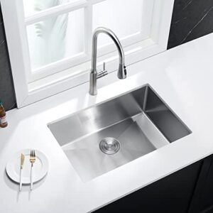 melanstar drop in kitchen sink single bowl stainless steel sink basin with sink strainer waste basket and bottom grid, 27" x 18" x 9" 16 gauge