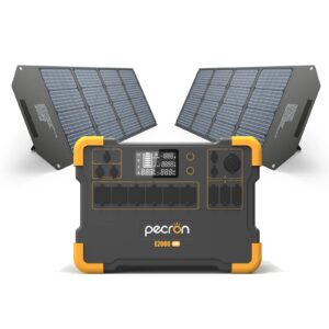 pecron solar generator e2000lfp,e2000lfp portable power station with 2x 200w solar panels with 6x110v/2000w ac outlets,lifepo4 battery backup for outdoors camping emergency