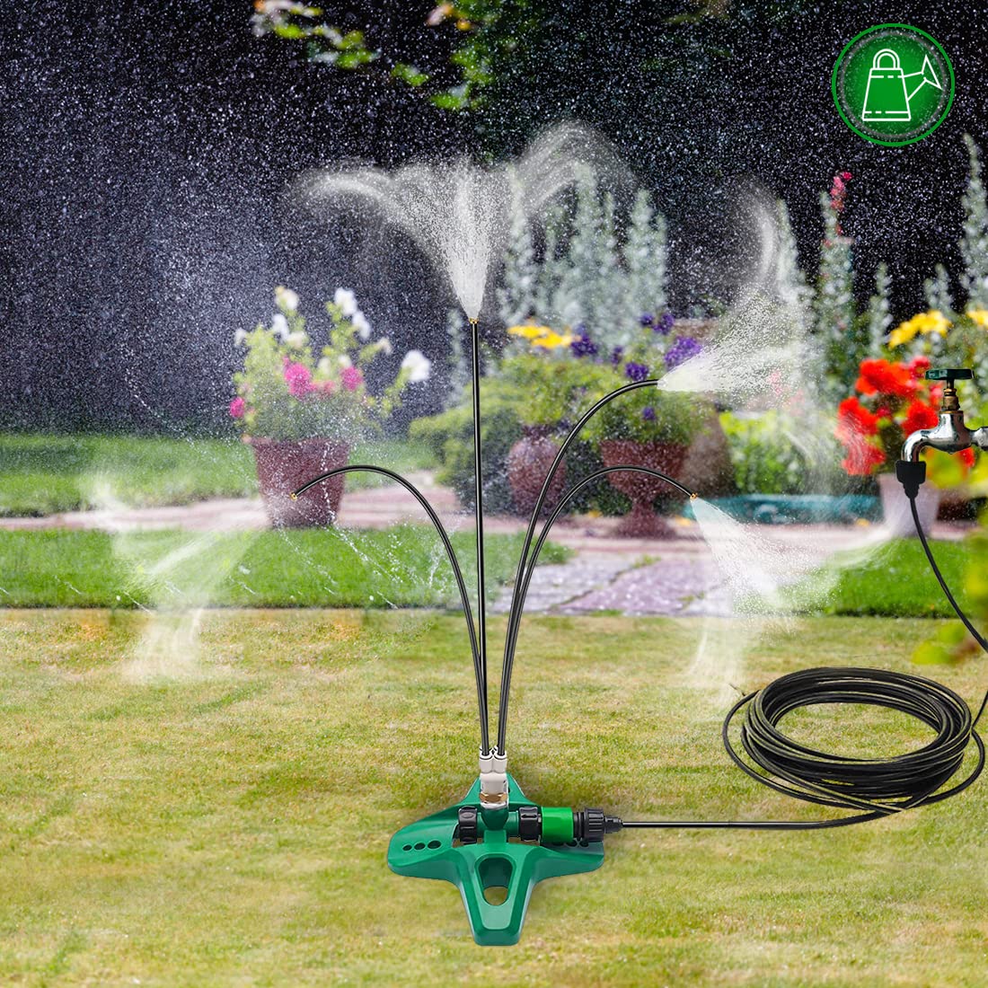 Tolobeve Standing Misting Cooling System, Portable Misting System for Patio, Outdoor Mister System with 26.2FT (8M) Misting Line, Flexible Mister for Patio Pool BBQ Cooling Kids Water Playing