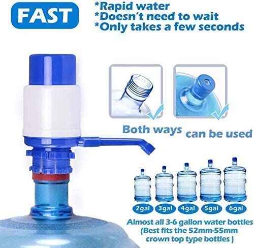 Water Bottles Pump Blue Manual Hand Pressure Drinking Fountain