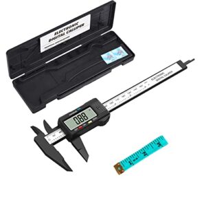 digital caliper, 0-6" calipers measuring tool - electronic micrometer caliper, auto-off feature, inch and millimeter conversion+ 1 pack tape measure measuring tape for household/diy measurement…