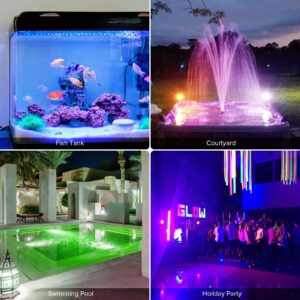 SANSI RGB Pool Lights with 16 Colors RF Remote, IP68 Waterproof Underwater Pond Lights with Magnet and Suction Cups, Tub Lights for Fish Tank Courtyard Inground Aboveground Pool Holiday Party, 2-Pack
