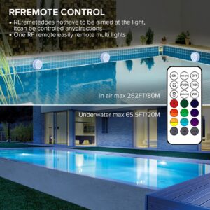 SANSI RGB Pool Lights with 16 Colors RF Remote, IP68 Waterproof Underwater Pond Lights with Magnet and Suction Cups, Tub Lights for Fish Tank Courtyard Inground Aboveground Pool Holiday Party, 2-Pack