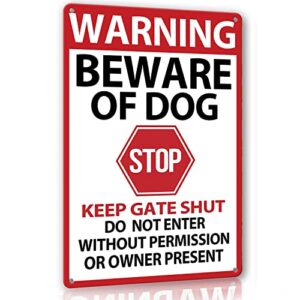 beware of dog signs for fence,warning tin sign beware of dog,do not enter,home kitchen farm garden garage wall decor 12x8inch