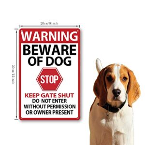 Beware of Dog Signs for Fence,Warning Tin Sign Beware of Dog,Do Not Enter,Home Kitchen Farm Garden Garage Wall Decor 12x8inch