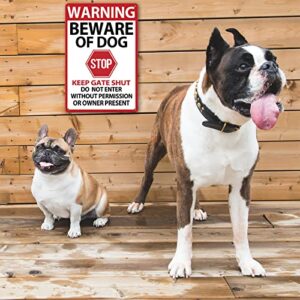 Beware of Dog Signs for Fence,Warning Tin Sign Beware of Dog,Do Not Enter,Home Kitchen Farm Garden Garage Wall Decor 12x8inch