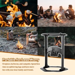 GREENER Dia.11'' Firewood Kindling Splitter Stand with Cover - Cast Steel Manual Log Splitter Wedge, Heavy Duty Wood Splitter Tool, Safe Easy Kindling Firewood Cutter Cracker Portable, 12 LBS (Black)