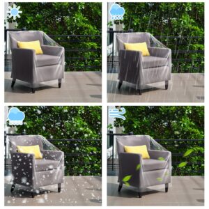 Tudomro 4 Pcs Outdoor Plastic Chair Cover Waterproof Armchair Cover Clear Dust Proof Plastic Couch Cover for Furniture Sofa Chair Couch Recliner Furniture Storage and Moving, 37 x 30 x 30 Inch