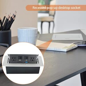 Table Pop Up Outlet, Automatic Pop up Strip Center countertop Socket Recessed Multimedia Strip Socket with USB + Network Connection Box Desktop HDMI for Conference Desk, Office & Hotel