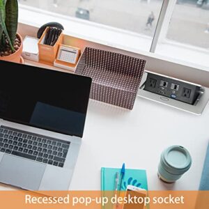 Table Pop Up Outlet, Automatic Pop up Strip Center countertop Socket Recessed Multimedia Strip Socket with USB + Network Connection Box Desktop HDMI for Conference Desk, Office & Hotel